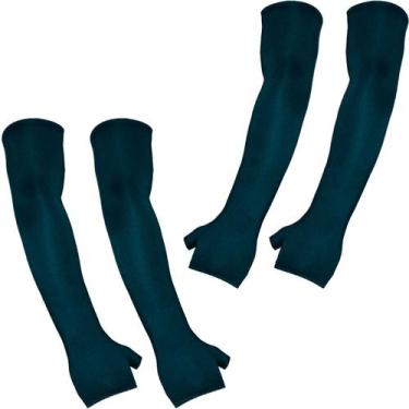 Imagem de Kit 2 pares de manguitos com proteção UV50+ com dedo (par) - EX311, Az