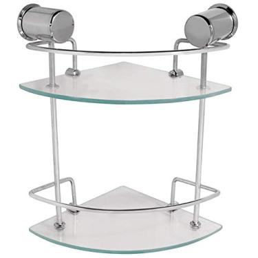 Imagem de Porta Shampoo De Canto Duplo Com Vidro Claro Temperado Dupla Fixação