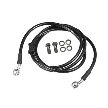 Imagem de REPAIROCK Mangueira de freio universal para motocicleta, quadriciclo, motocross, trançada, linha de freio hidráulico, oleoduto, 160 cm, metal, tom preto prateado, 1 conjunto de peças de reposição
