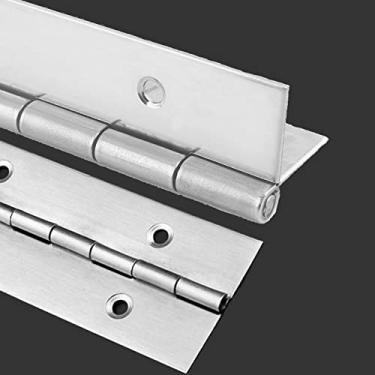 Imagem de Dobradiça de piano de aço inoxidável de 2 peças de 5 cm x 45 cm, dobradiça de piano resistente de 0,2 cm / 1/16 polegadas com furos, prata contínua e dobradiças de piano para móveis de madeira, caixa de correio, ferramentas, caixas de armazenamento, armários, porta piano