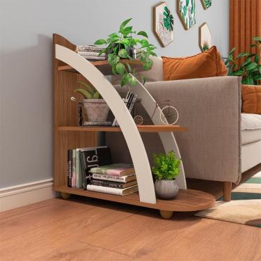 Imagem de Mesa Apoio Mdf Sala De Estar 70 Cm 4503 Cedro Off White Arly
