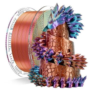 Imagem de Chitu Systems Filamento PLA de seda tricolor Conjure, filamento roxo laranja azul celeste com diâmetros de 1,75 ± 0,02 mm, filamento de impressora 3D 1 KG/2,2 lb