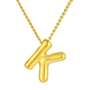Imagem de YAQILUBEI Colar com inicial feminina - Pingente de letra banhado a ouro 18K, presente exclusivo para ela, Ouro e cobre, Sem Pedra Preciosa