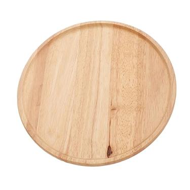 Imagem de Bandeja de Servir de 30 Cm, Bandeja de Madeira Redonda Placas de Madeira, Tabuleiro de Servir para Balcão de Cozinha para Casa Jantar de café Mesa de Pão de Pão de Pão