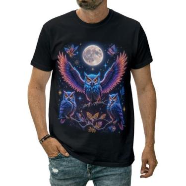 Imagem de Camiseta Coruja Sabedoria Noite Mistério Olhar Inteligente - Darkwood,