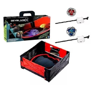 Imagem de Beyblade X  Kit Arena Maleta Portatil Batalha, 2 Piões e 2 lançadores ( Scythe Incendio e Sword Dran ) -Hasbro