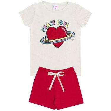 Imagem de Conjunto de Verão Infantil Feminino Blusa e Shorts Space Love - KK Kid