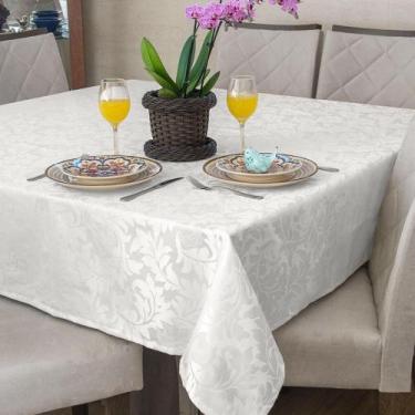 Imagem de Kit 2 Toalha Mesa Retangular Jacquard Branca 6 Lugares - Confeccoes El