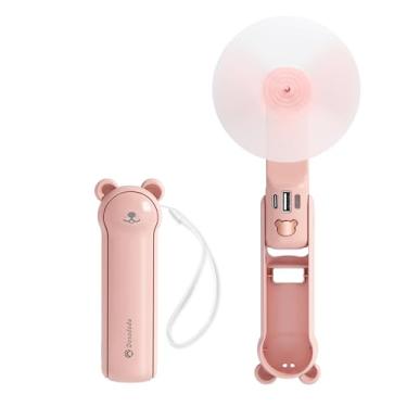 Imagem de Dosododa Ventilador portátil portátil, pequeno mini ventilador pessoal dobrável, presente para mulheres amigas, vida útil da bateria 26H recarregável para viagens ao ar livre (rosa)