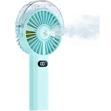 Imagem de Otlonpe Ventilador portátil de nebulização portátil, alimentado por bateria recarregável de 4000 mAh, pequeno ventilador de névoa pessoal com resfriamento por spray de água, vento de 4 velocidades