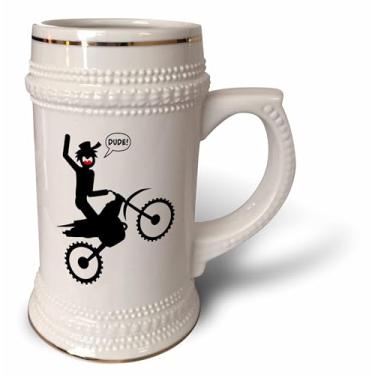 Imagem de 3dRose Caneca stickman image on a dirt bike, riding a wheelie and getting air dude-Stein, 510 g, 640 ml, branca