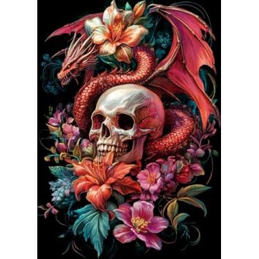 Imagem de Moohue Kits de ponto cruz com estampa de 14 quilates para adultos, animais, dragão, crânio, flores, ponto cruz, suprimentos artísticos (dragão animal 3)