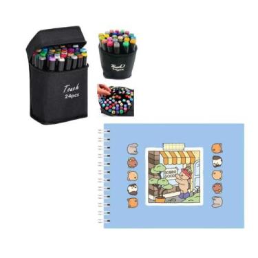 Imagem de Kit Livro de Colorir Bobbie Goods + 24 Cores Caneta Marcadora Ponta Du