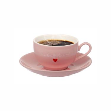 Imagem de Conjunto De Xícaras Para Chá Com Pires Em Porcelana L'amour Com 12 Peças 160ml Haüskraft Rosa