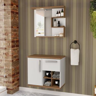 Imagem de Gabinete Para Banheiro Com Espelheira Veneza Móveis Bosi Branco/nogal