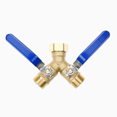Imagem de Gugxiom Divisor De Mangueira Jardim 2 Vias Para Serviço Pesado, Latão, Divisor, Rosca Direita 3/4" E Válvula Y, Adaptador Torneira Água