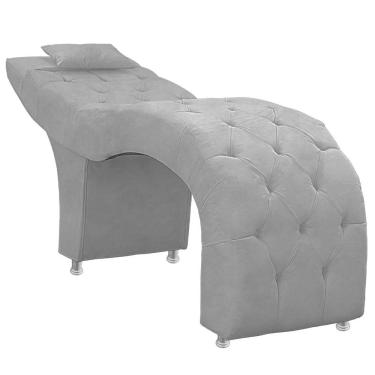 Imagem de Maca Estofada Capitone Julia Para Estetica Facial Sombrancelha E Cilios Suede Cinza