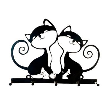 Imagem de Cabideiro Gatinho 5 Ganchos Corte A Laser Aço Carbono