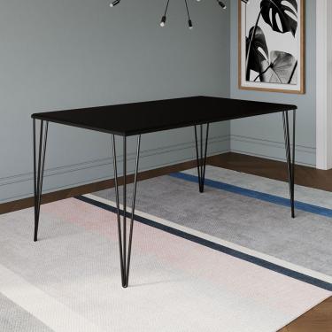 Imagem de Mesa De Jantar Elen Retangular Tampo De Madeira 150x90cm Preto