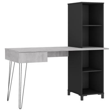 Imagem de Escrivaninha Com Estante E Gaveta Fusion Concreto-preto
