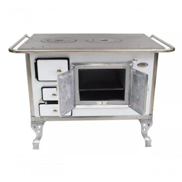 Imagem de Fogão A Lenha N2 Ferro Fundido Direito Branco Porta Dupla