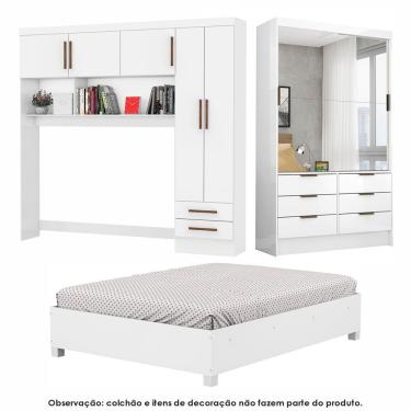 Imagem de Guarda Roupa Sevilha Premium Com Cama Casal Carioca Móveis Branco