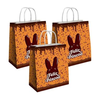 Imagem de Sacola De Papel Choco Páscoa 29x25x14 - 3 Unidades