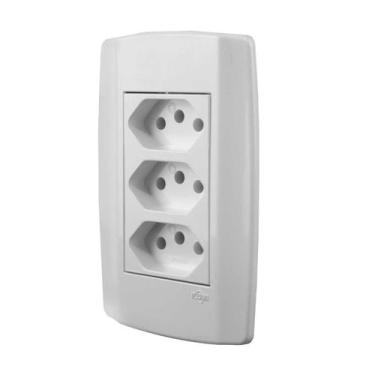 Imagem de Conjunto 3 tomadas 20A 250V c/espelho 4x2 - Linha Slim MONOBLOCO Ilumi