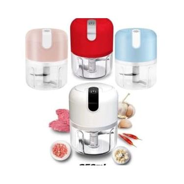 Imagem de Mini Processador Triturador de Alimentos Elétrico, 250ml, USB, 30W, Carregamento 5V, Lâmina em Aço Inox