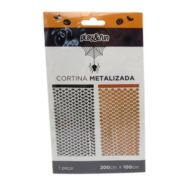 Imagem de "Cortina Metalizada Halloween 200x100cm - Play&Fun" Cortina Metalizada 200x100cm Halloween Play&Fun Sortida