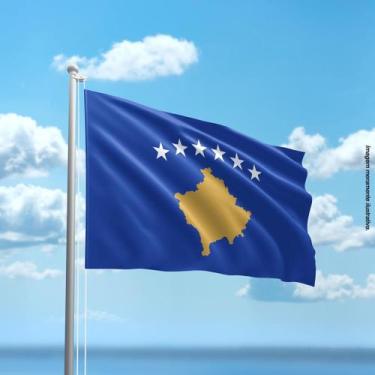 Imagem de Bandeira de Kosovo 80cmx140cm Tecido Oxford 100% Poliéster - Presente-