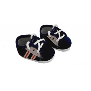 Imagem de Sapatinho masculino Baby Marinho com Listra Laranja 008.043.012 - Baby