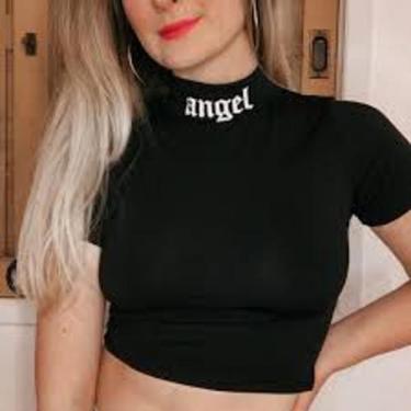 Imagem de Cropped feminino angel gola alta manga curta viscolaycra mulher - Filó