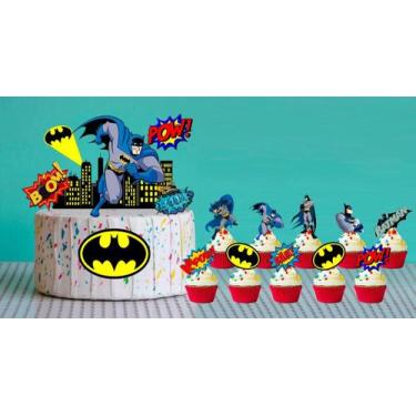 Imagem de Topo De Bolo Batman e 20 Tag de Cupcake - Nicolados