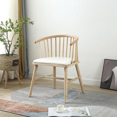 Imagem de Cadeira De Jantar De Madeira Sólida, Cadeira De Jantar De Casa De Meados Do Século, Com Assento Acolchoado E Pernas De Madeira Sólida Para Sala De Estar De Balcão, Sala De Jantar D, C