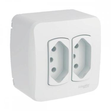 Imagem de Sistema Box Schneider Dexson-Miluz Branco 2 Tomadas 2P+T. 10A. - S3B66