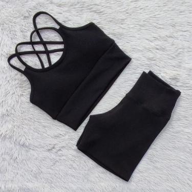 Imagem de Conjunto Ana Ruga Texturizado Para Academia Feminino Short Cós Alto To