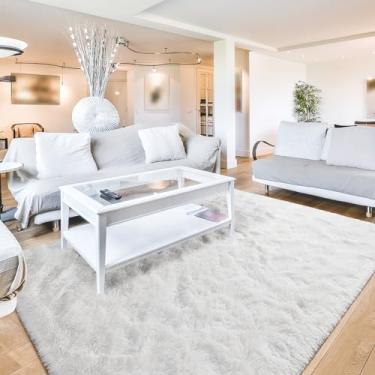 Imagem de Terrug Tapetes felpudos supermacios para decoração de casa, 1,2 x 1,8 m, branco para quarto, tapetes fofos de pelúcia para quarto de crianças, tapete felpudo moderno antiderrapante para sala de estar