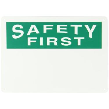 Imagem de Accuform Placa de segurança de plástico MRBH969VP, "Safety First (em branco)", 25,4 cm de comprimento x 35,56 cm de largura x 0,1 cm de espessura, verde sobre branco