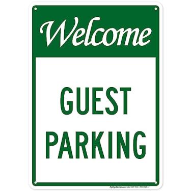 Imagem de Placa de estacionamento de convidado de boas-vindas, placa de estacionamento para visitantes, aluminio de nivel industrial de 25,4 cm x 35,5 cm, facil montagem, resistente a ferrugem, interior/exterior, feito nos EUA por MY SIGN CENTER