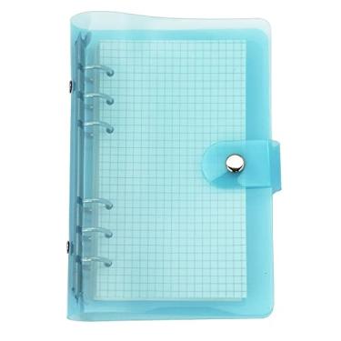 Imagem de Organizador pessoal A6 A5 com capa de PVC colorida de 6 furos com fecho de botão de pressão, pasta de arquivo para caderno de folhas soltas (Blue Radiance, mini conjunto A6)