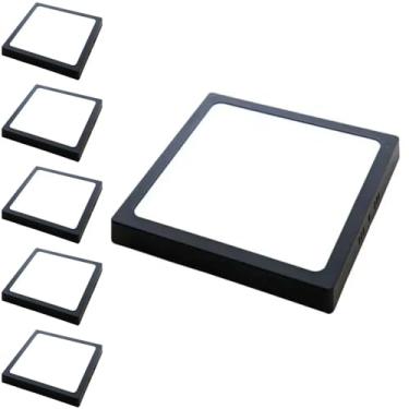 Imagem de Kit 6x Painel Plafon Sobrepor Alumínio Preto Quadrado LED 18W 20x20 6500K Bivolt