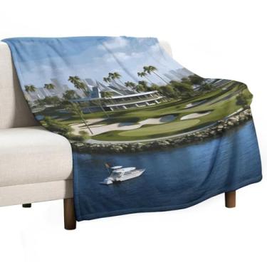Imagem de Cobertor macio de flanela, cobertor de golfe com estampa de clube de iate leve, macio e aconchegante, cobertor para sofá, cama, acampamento, piquenique, viagem, cobertor de cama leve 76 cm x 101 cm