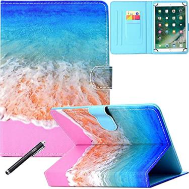 Imagem de Capa universal para tablet de 7,9 a 8,5 polegadas, capa fólio de couro PU Newshine para iPad Mini 1/2/3/4, Galaxy Tab 3/4/Note 8.0, Amazon Kindle Fire HD/HDX 8.0 e outros modelos de 20.3 cm - praia e