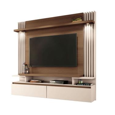 Imagem de Home Painel Suspenso Vigo Para Tv 55 Polegadas 181x168-Castanho-Off White-EdeCasaMoveis