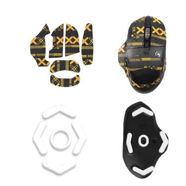 Imagem de NOUKAJU Fita adesiva para mouse Logitech G604 para jogos, bordas curvas arredondadas, patins, kit de atualização de mouse profissional pré-cortado resistente ao suor (almofada para pés + fita preta e