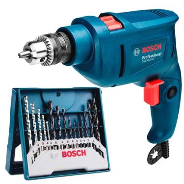 Imagem de Furadeira Bosch Gsb 450w Impacto Re 220v + Kit Brocas 15 Peças, 220V