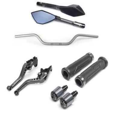 Imagem de Kit Guidão 22mm Manopla XL TM2 Manete Cg150 A Disco Cb250f - Stark Rac