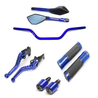 Imagem de Kit Guidão 22mm Manopla v2 TM2 Manete Yes 125 - Stark Race, Azul