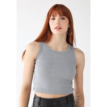 Imagem de Cropped Regata Feminina Canelada Ribana Premium - Levosch, Cinza, GG